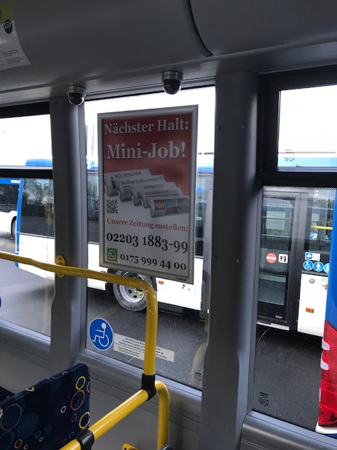 Mini-Job Zeitungszustellung - Bus Innenraumwerbung