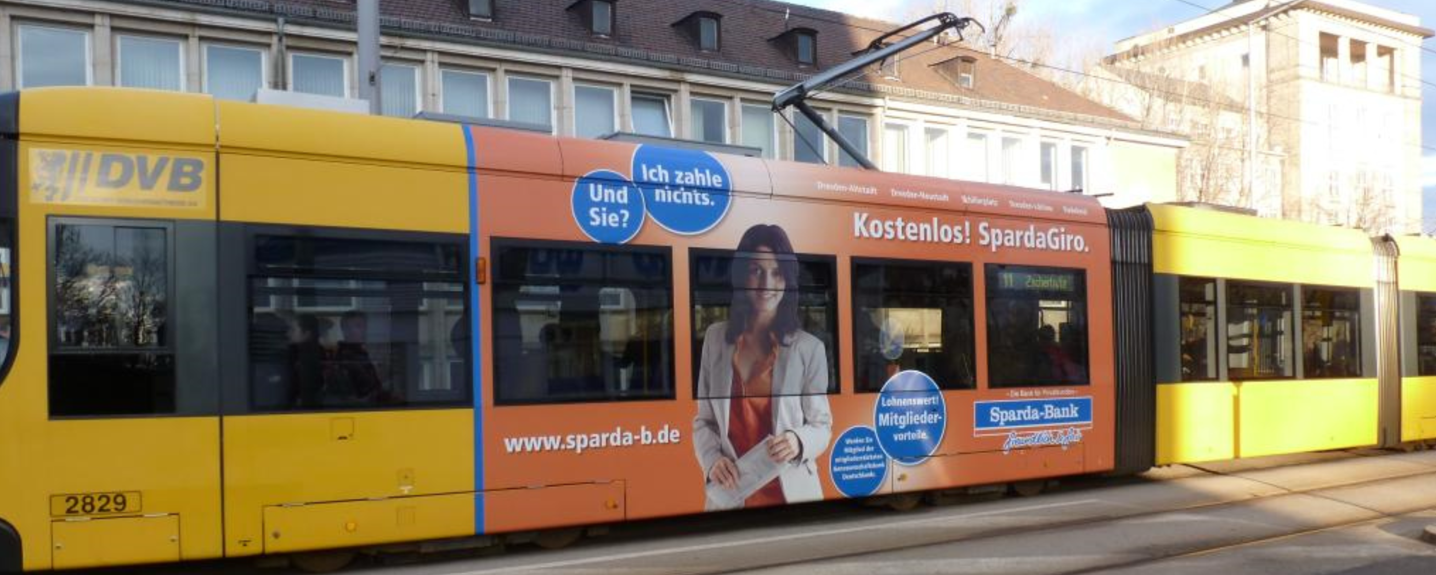 DVB Dresden Straßenbahn Sparda-Bank Teilgestaltung